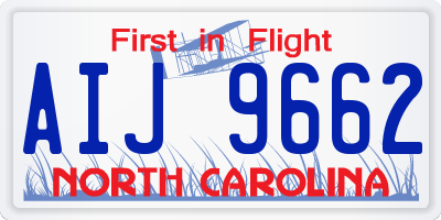 NC license plate AIJ9662