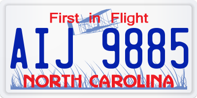 NC license plate AIJ9885