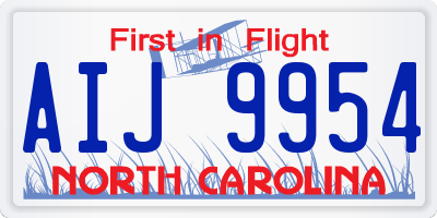 NC license plate AIJ9954