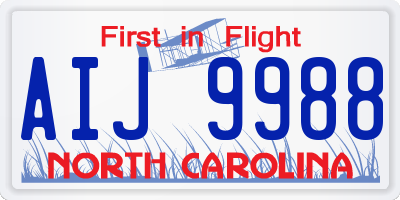 NC license plate AIJ9988