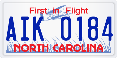 NC license plate AIK0184