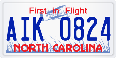 NC license plate AIK0824