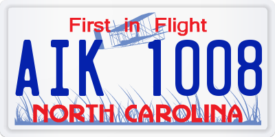 NC license plate AIK1008