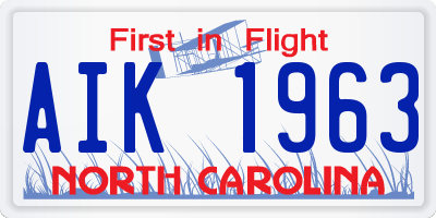 NC license plate AIK1963