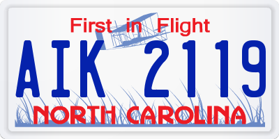 NC license plate AIK2119