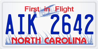 NC license plate AIK2642