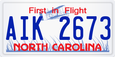NC license plate AIK2673