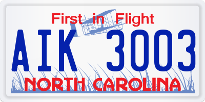 NC license plate AIK3003