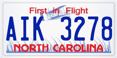 NC license plate AIK3278