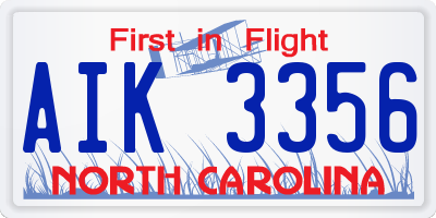 NC license plate AIK3356