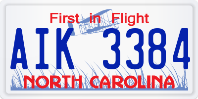 NC license plate AIK3384
