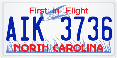NC license plate AIK3736