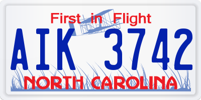 NC license plate AIK3742