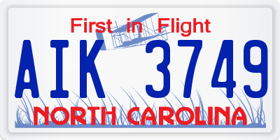 NC license plate AIK3749