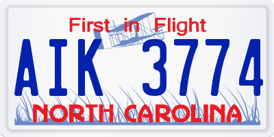 NC license plate AIK3774