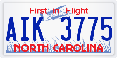 NC license plate AIK3775