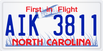 NC license plate AIK3811