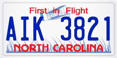 NC license plate AIK3821