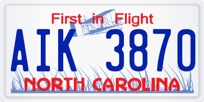 NC license plate AIK3870