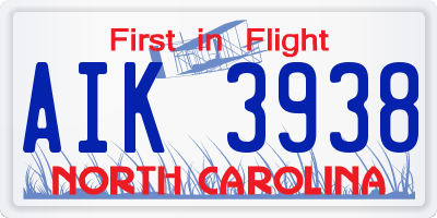 NC license plate AIK3938