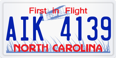 NC license plate AIK4139