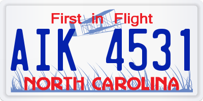 NC license plate AIK4531