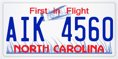 NC license plate AIK4560