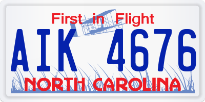 NC license plate AIK4676