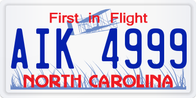 NC license plate AIK4999