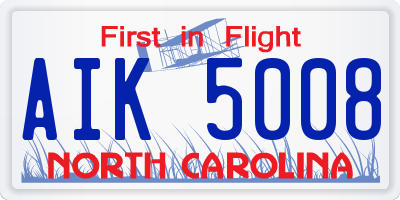 NC license plate AIK5008