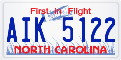 NC license plate AIK5122