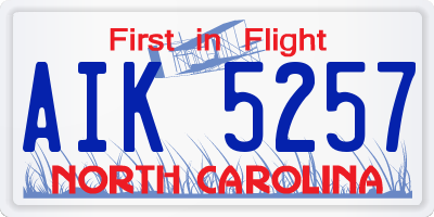 NC license plate AIK5257