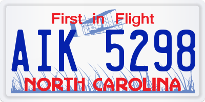 NC license plate AIK5298