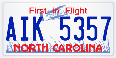 NC license plate AIK5357