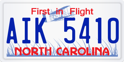 NC license plate AIK5410