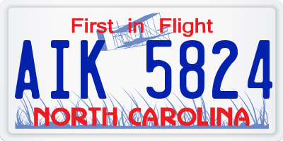 NC license plate AIK5824