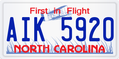 NC license plate AIK5920