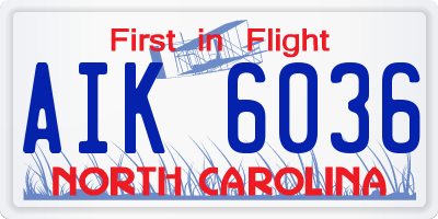 NC license plate AIK6036
