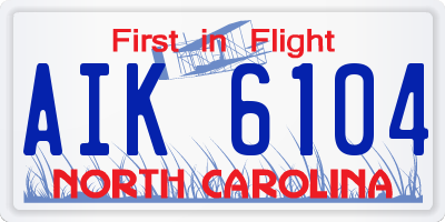 NC license plate AIK6104