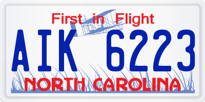 NC license plate AIK6223