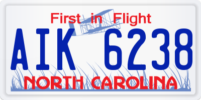 NC license plate AIK6238