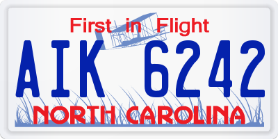 NC license plate AIK6242