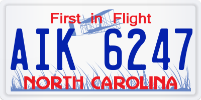 NC license plate AIK6247