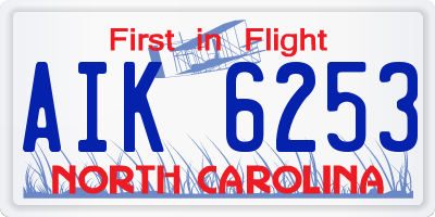 NC license plate AIK6253