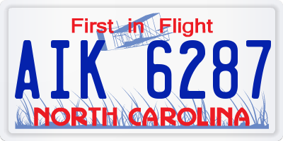 NC license plate AIK6287