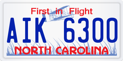 NC license plate AIK6300