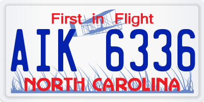 NC license plate AIK6336