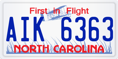 NC license plate AIK6363