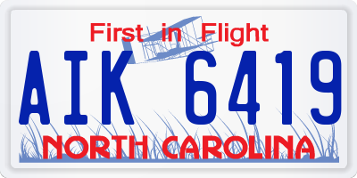 NC license plate AIK6419
