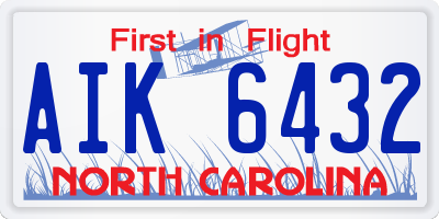 NC license plate AIK6432